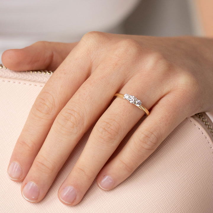 Three Stone Ring with 0.5ct Diamonds in 9K Yellow Gold
