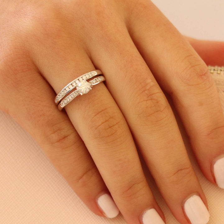 Solitaire Ring Set with 0.50ct Diamond in 9K White Gold