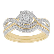 Engagment & Wedding Ring Set with 0.5ct Diamonds in 9K Yellow Gold