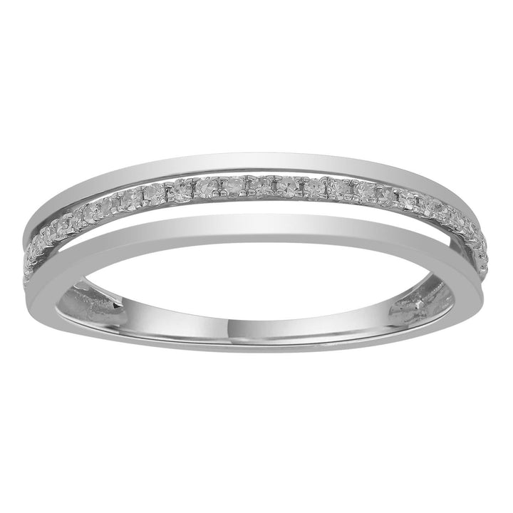 Band Ring with 0.1ct Diamonds in 9K White Gold