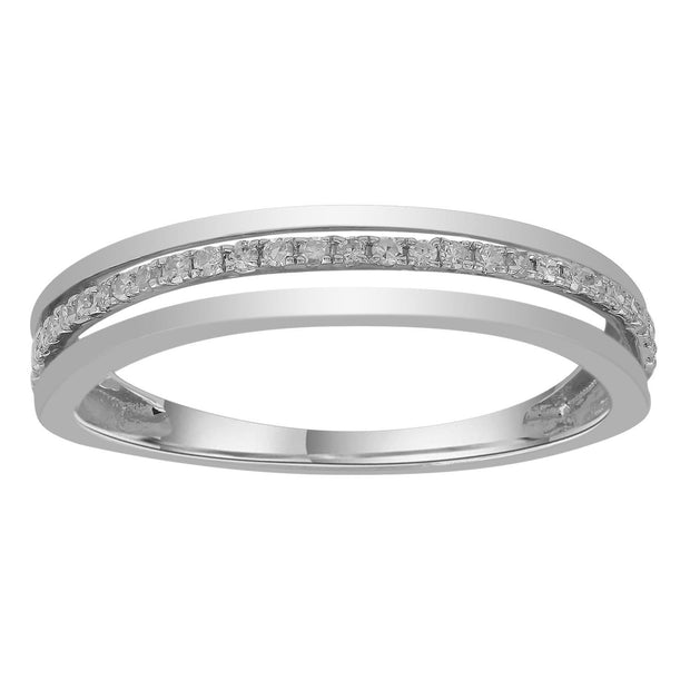 Band Ring with 0.1ct Diamonds in 9K White Gold