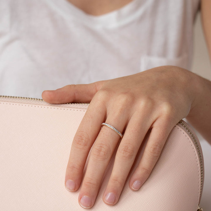 Band Ring with 0.15ct Diamonds in 9K Yellow Gold