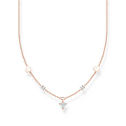 Necklace with hearts and white stones rose gold