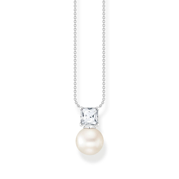 Necklace PEarl with White Stone Silver | The Jewellery Boutique