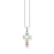 Necklace Cross Colourful Stones Silver | The Jewellery Boutique