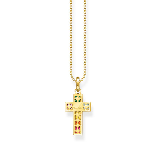 Necklace Cross Colourful Stones Silver | The Jewellery Boutique