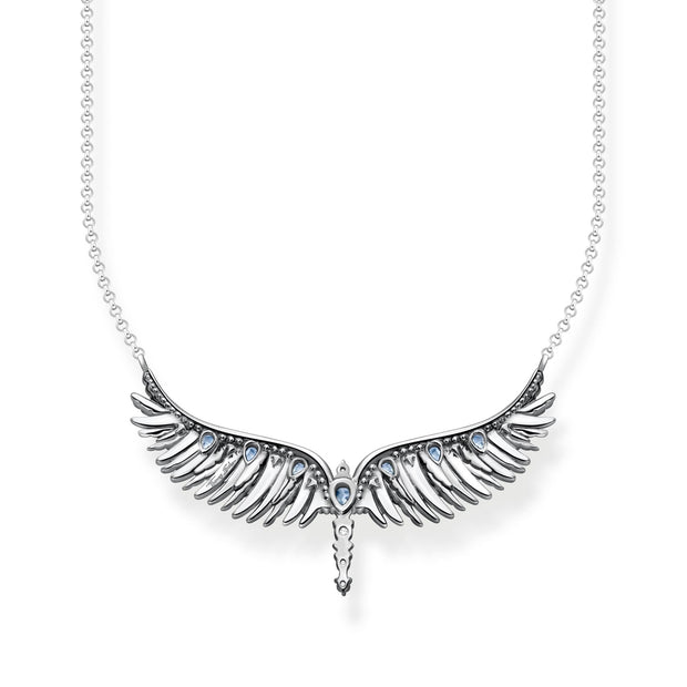 Necklace phoenix wing with blue stones silver | The Jewellery Boutique