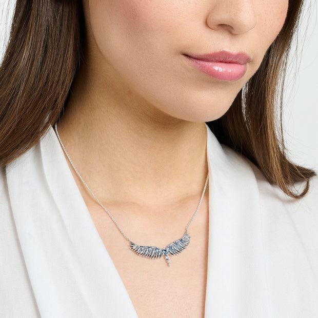 Necklace phoenix wing with blue stones silver | The Jewellery Boutique