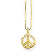 THOMAS SABO Necklace with Pendant Peace Sign Stones Gold-Plated