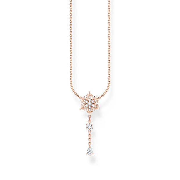 Necklace snowflake with white stones rose gold | The Jewellery Boutique