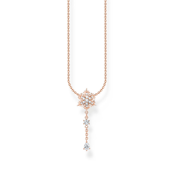 Necklace snowflake with white stones rose gold | The Jewellery Boutique