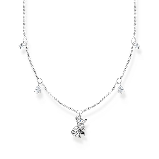 Necklace fox with white stones silver | The Jewellery Boutique