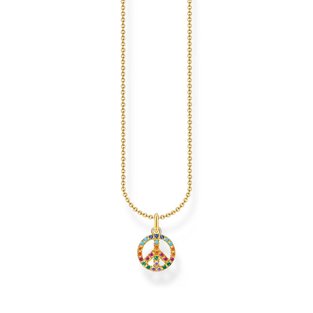 Necklace Peace with Colourful Stones Gold | The Jewellery Boutique