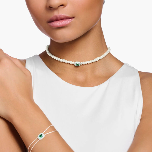 Choker Pearls With Green Stone | The Jewellery Boutique
