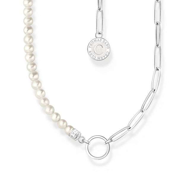 Charm necklace with pearls and chain links silver | The Jewellery Boutique