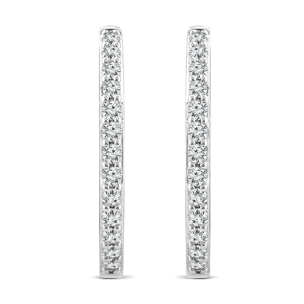 1.00ct Lab Grown Diamond Hoop Earrings in 18K White Gold