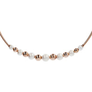 Bronzallure Chocker Necklace With Pearls And Golden Rose Beads