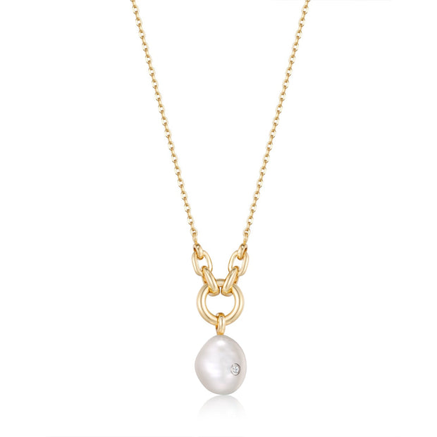 Ania Haie Gold Pearl Sparkle Pendant Necklace | The Jewellery Boutique