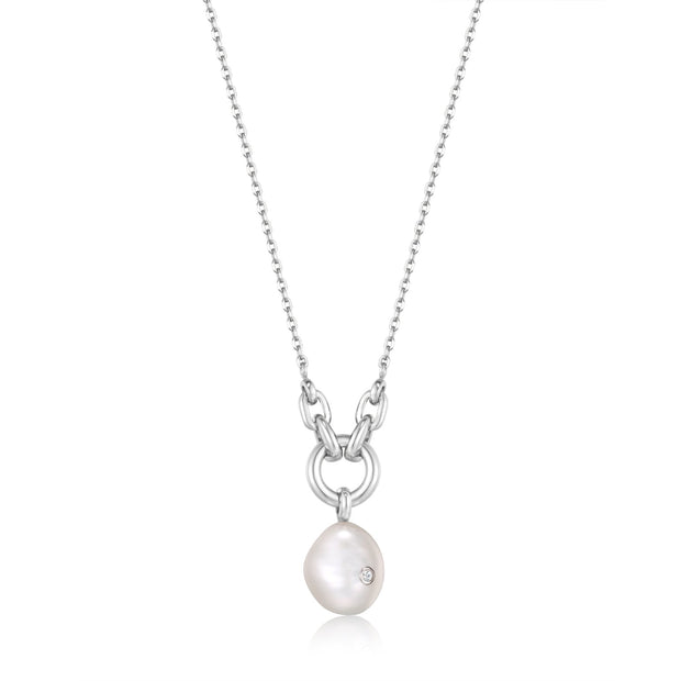 Ania Haie Silver Pearl Sparkle Pendant Necklace | The Jewellery Boutique