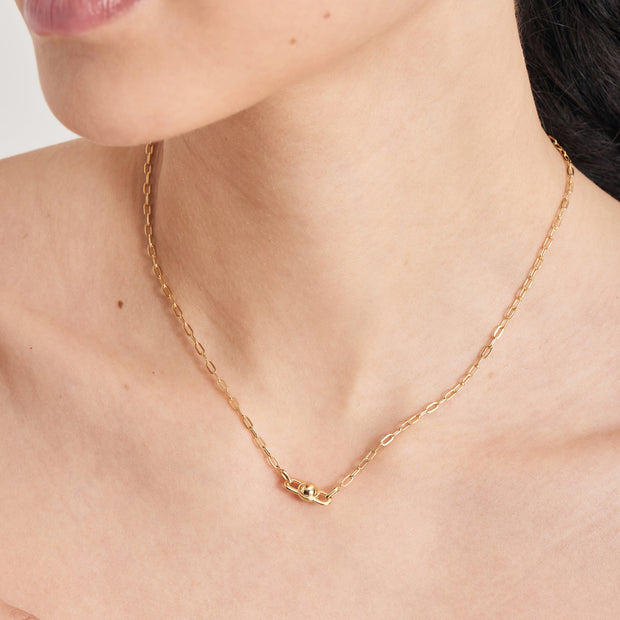 Gold Rose Quartz Link Necklace | The Jewellery Boutique