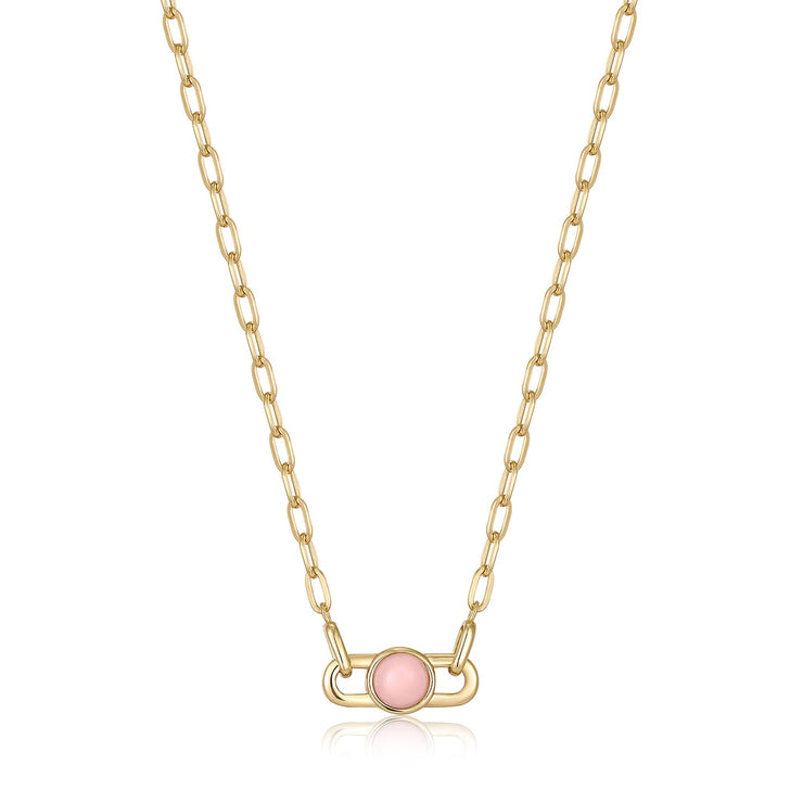 Gold Rose Quartz Link Necklace | The Jewellery Boutique