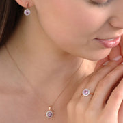 Diamond Pink Amethyst Pendant with 0.12ct Diamonds in 9K Rose Gold - P-20448PI-012-R