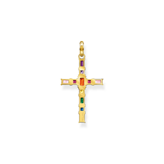 Pendant Cross Colourful Stones Gold | The Jewellery Boutique