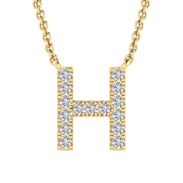 Initial 'H' Necklace with 0.09ct Diamonds in 9K Yellow Gold - PF-6270-Y
