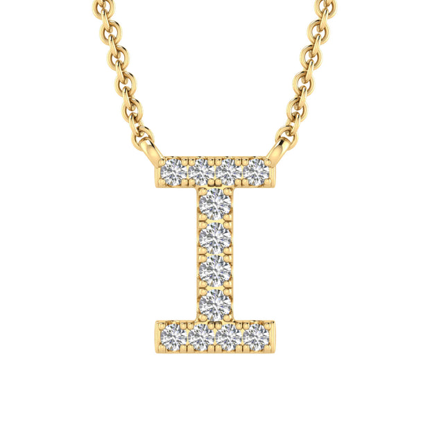 Initial 'I' Necklace with 0.06ct Diamonds in 9K Yellow Gold - PF-6271-Y