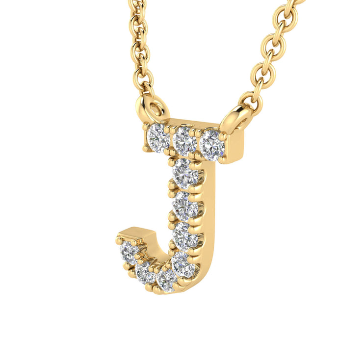 Initial 'J' Necklace with 0.06ct Diamonds in 9K Yellow Gold - PF-6272-Y