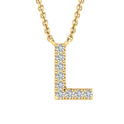 Initial 'L' Necklace with 0.06ct Diamonds in 9K Yellow Gold - PF-6274-Y