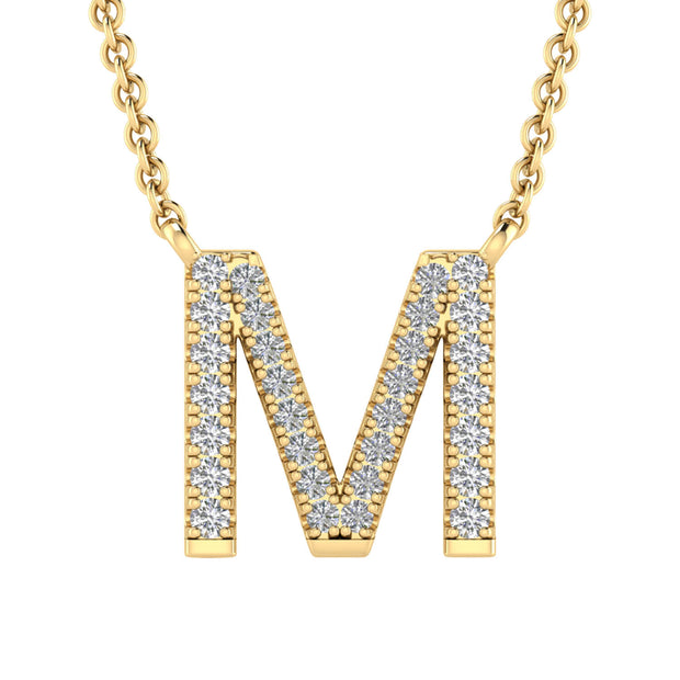 Initial 'M' Necklace with 0.09ct Diamonds in 9K Yellow Gold - PF-6275-Y