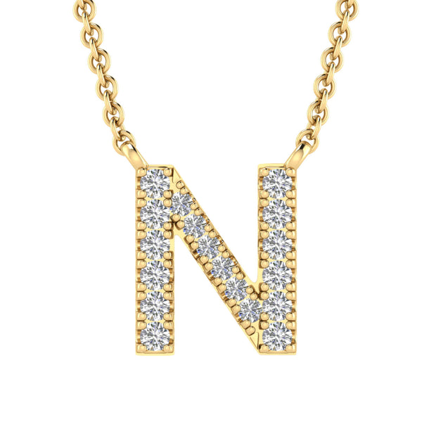 Initial 'N' Necklace wth 0.09ct Diamonds in 9K Yellow Gold - PF-6276-Y