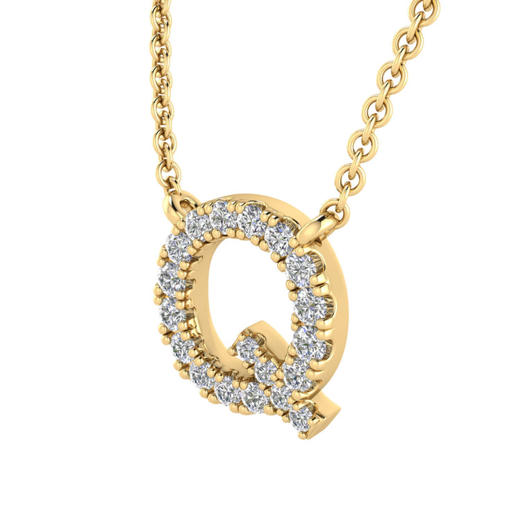 Initial 'Q' Necklace wth 0.09ct Diamonds in 9K Yellow Gold - PF-6279-Y