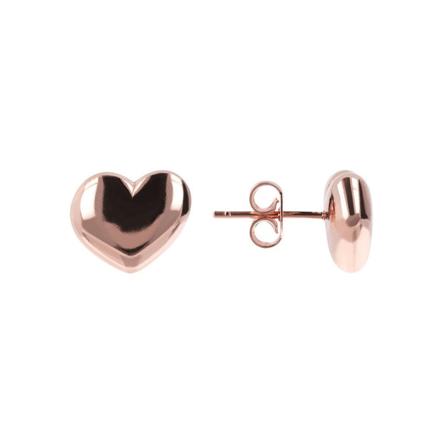 Bronzallure Heart Shaped Golden Rose Button Earrings