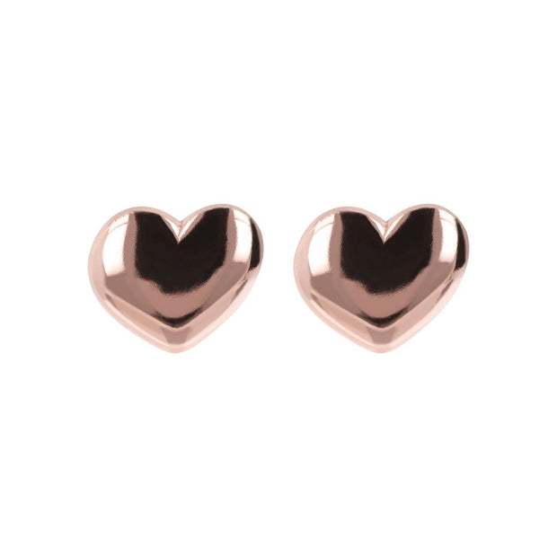 Bronzallure Heart Shaped Golden Rose Button Earrings