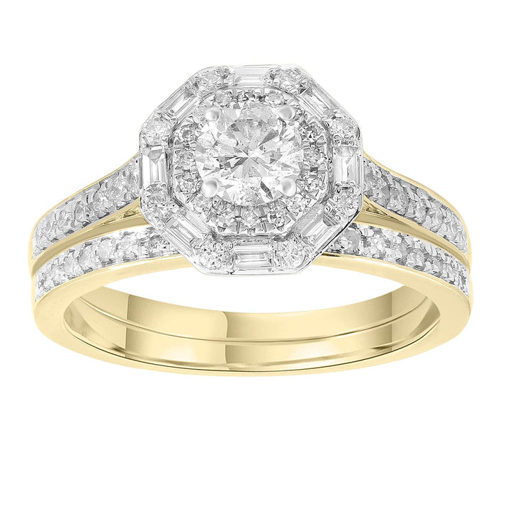Engagement & Wedding Ring Set with 1ct Diamonds in 18K Yellow Gold