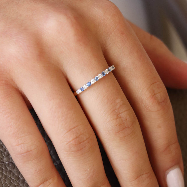 Sapphire Ring with 0.15ct Diamonds in 9K Yellow Gold