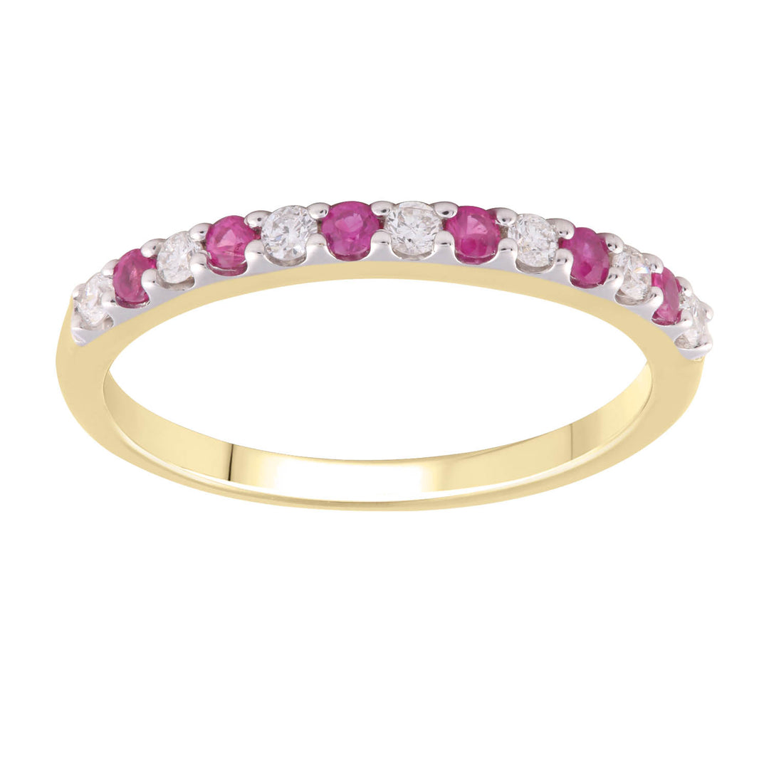 Ruby Ring with 0.15ct Diamond in 9K Yellow Gold