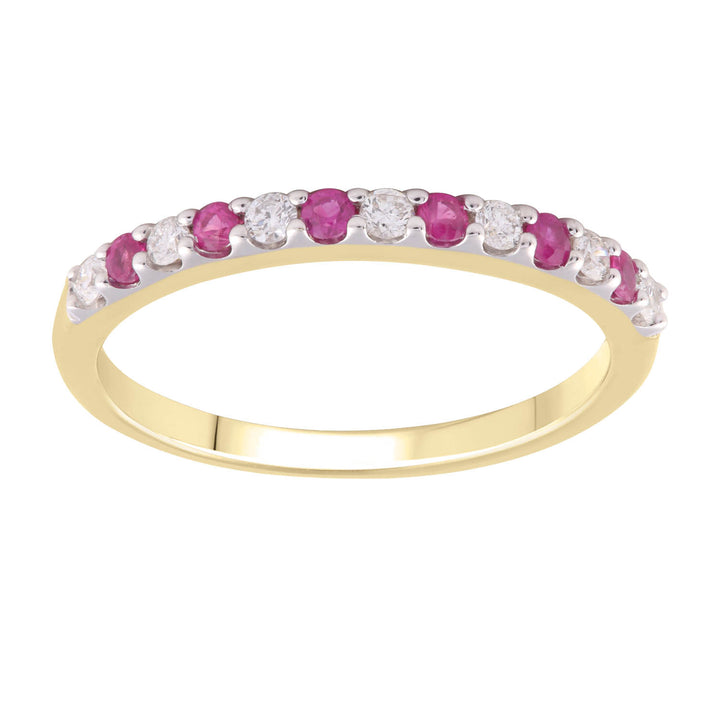 Ruby Ring with 0.15ct Diamond in 9K Yellow Gold