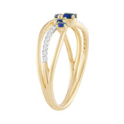 Diamond and Sapphire Ring with 0.10ct Diamonds in 9K Yellow Gold