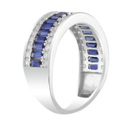 Diamond and Sapphire Ring with 0.50ct Diamonds in 9K White Gold