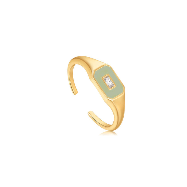 Ania Haie Sage Enamel Emblem Gold Adjustable Ring