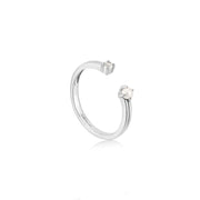 Ania Haie Silver Pearl Sparkle Adjustable Ring | The Jewellery Boutique