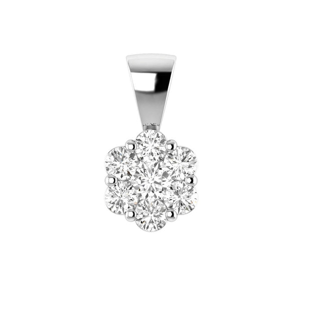 Cluster Diamond Pendant with 0.75ct Diamonds in 9K White Gold