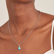 Ania Haie Silver Turquoise Chunky Chain Drop Pendant Necklace