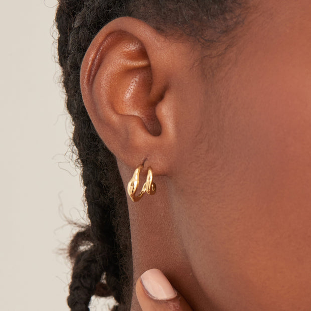 Ania Haie Gold Wave Double Hoop Stud Earrings