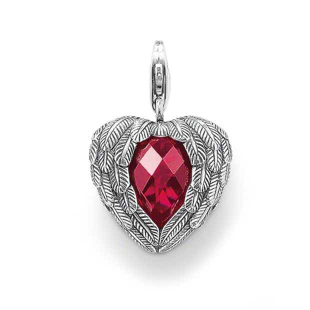 Charm Pendant Red Feather Heart Small | The Jewellery Boutique