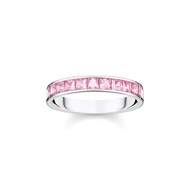Heritage Pink Pave Silver Band Ring | The Jewellery Boutique