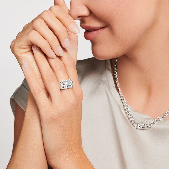Thomas Sabo Band ring white stones pavé silver